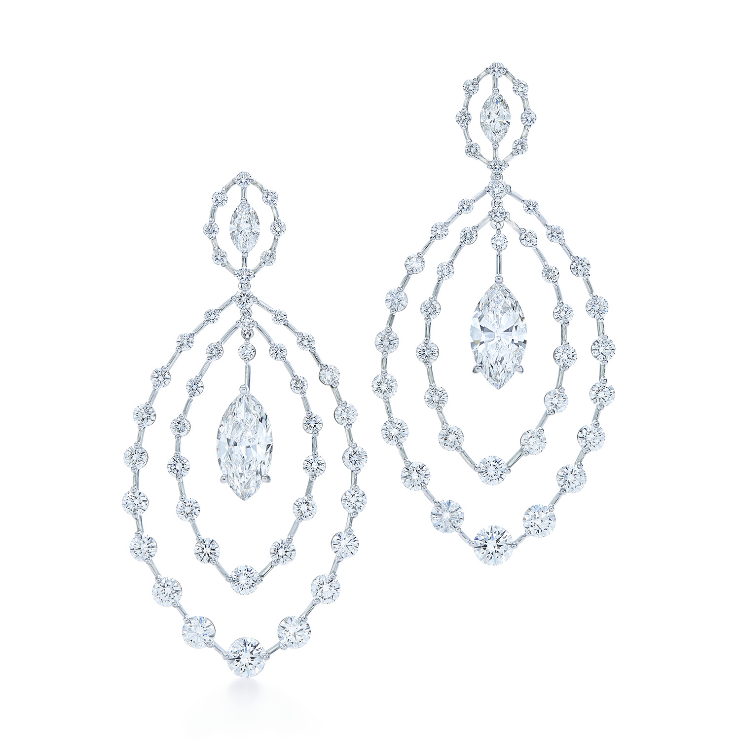 Starry Night Double Chandelier Earrings with Marquise Diamonds in ...