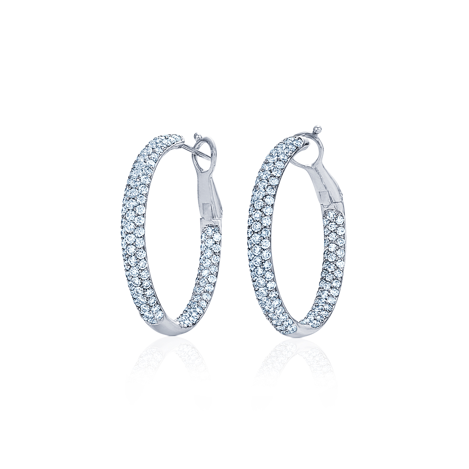 Moonlight Hoop Earrings with Pavé Diamonds in 18K White Gold - Kwiat