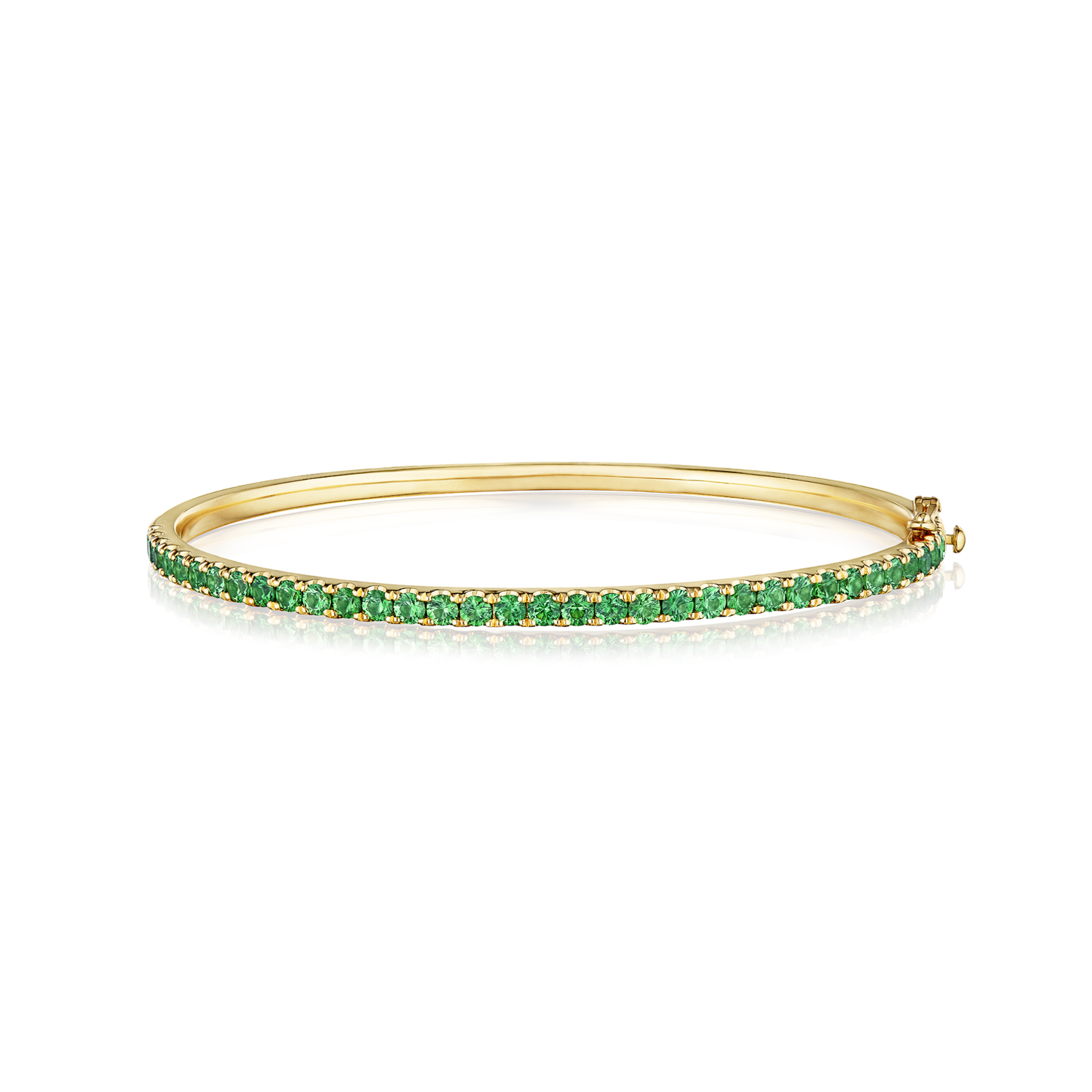 Stackable Bangle with Tsavorites, 3.20 mm in 18K Yellow Gold - Kwiat