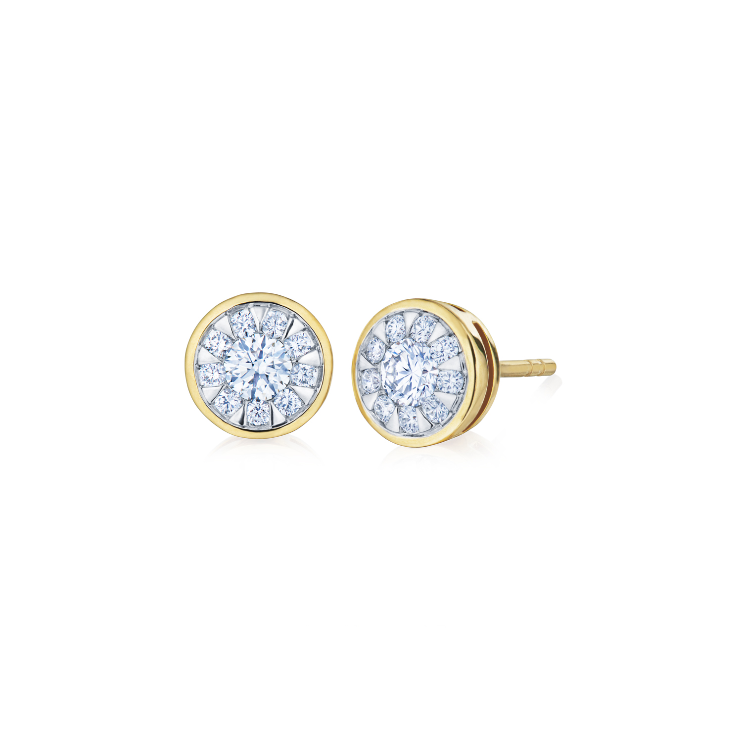 Sunburst Stud Earrings with Diamonds in 18K Two Tone - Kwiat