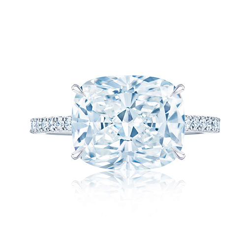 East-West Kwiat Cushion™ Diamond Engagement Ring with Pavé