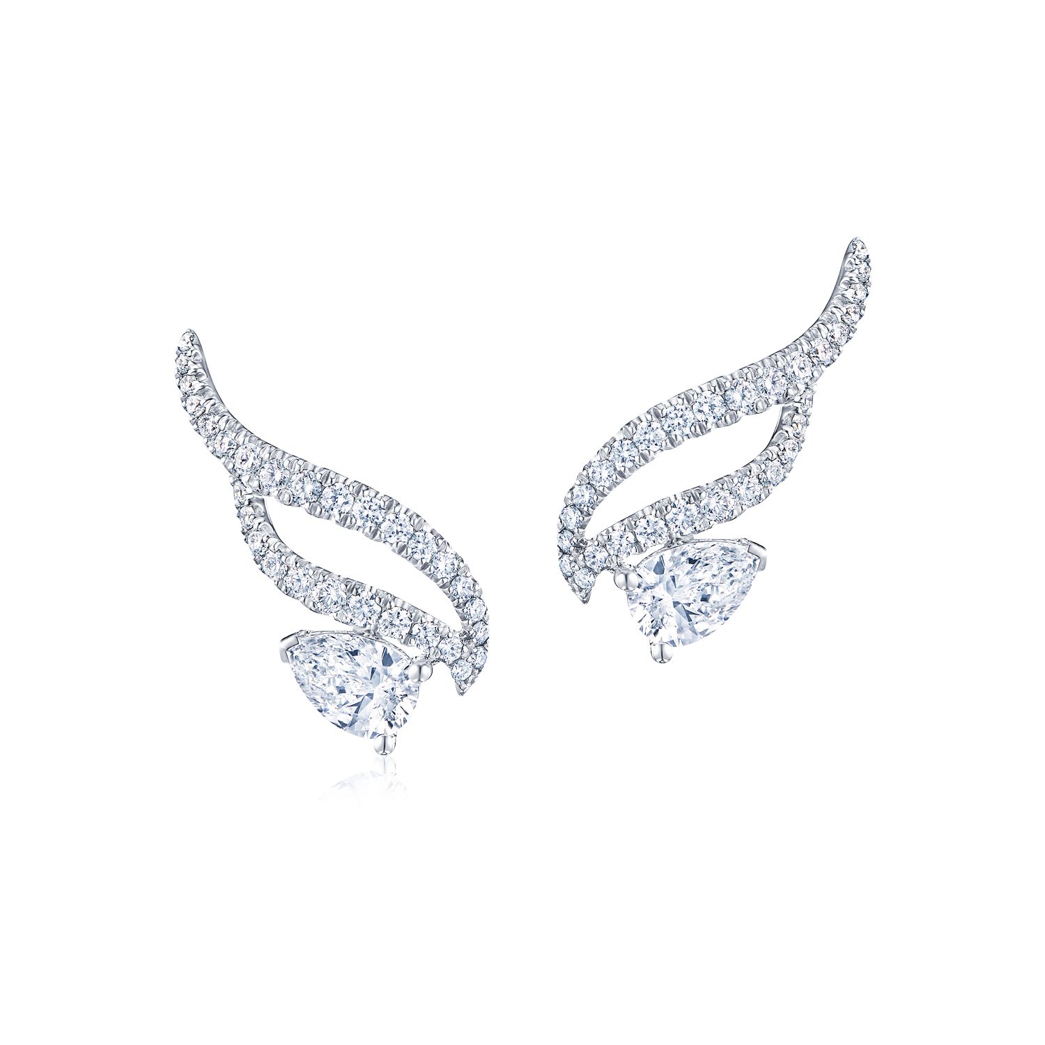 Vine Ear Climbers with Diamond Leaves in 18K White Gold - Kwiat