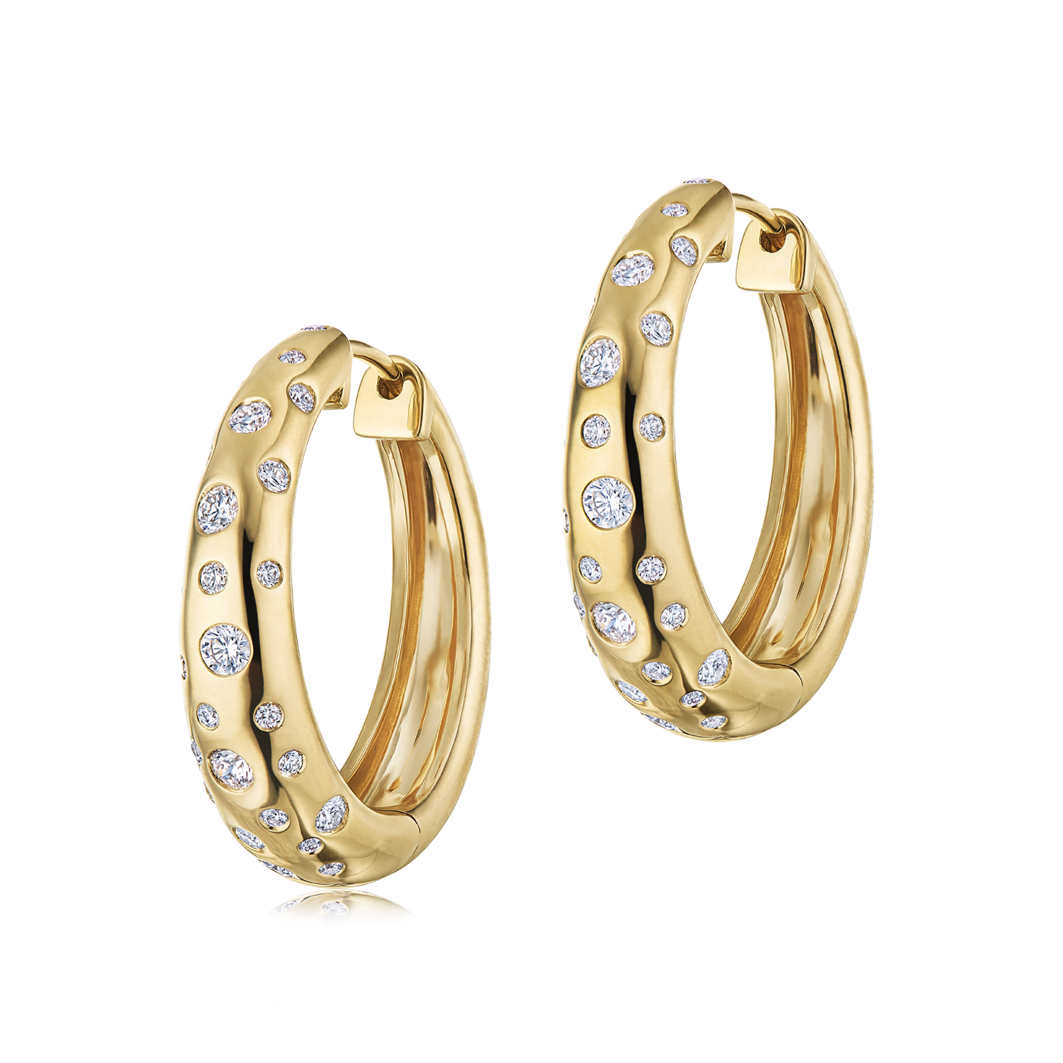 Buy Silver and Gold Stainless Steel White CZ Huggie Hoop Earrings Online -  Inox Jewelry India