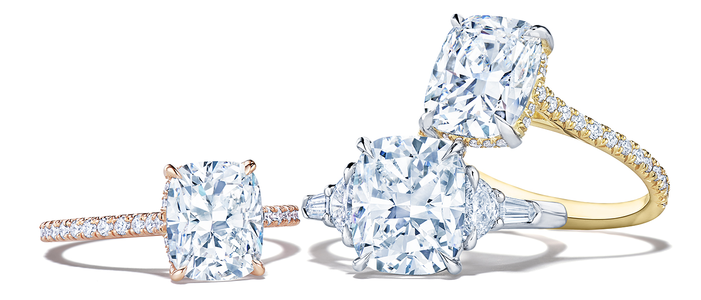 Vine Princess Cut Halo diamond Engagement Ring In 14K White Gold |  Fascinating Diamonds
