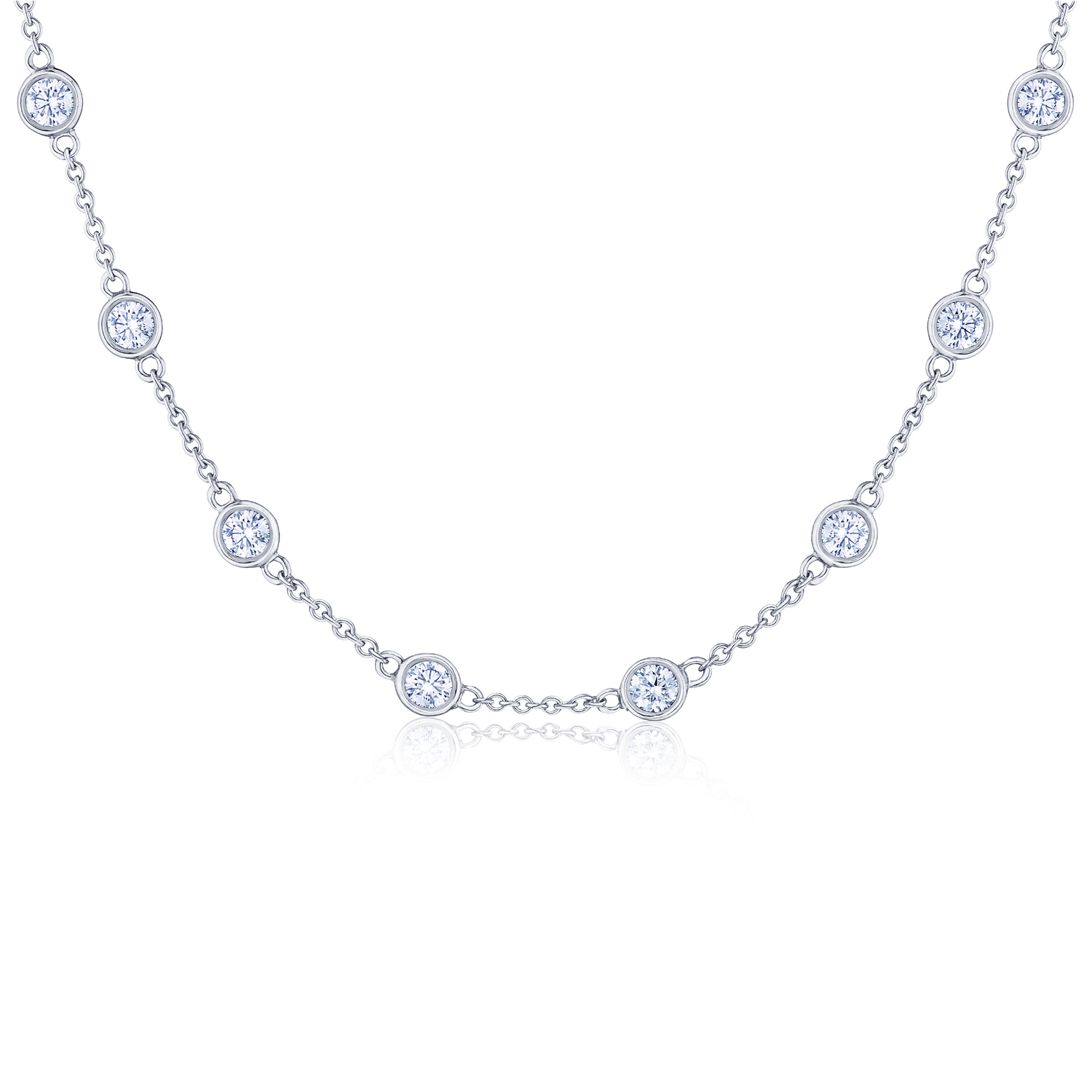 Diamond Strings Classic Necklace, 18 inches in 18K White Gold 